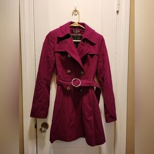 Via Spiga Women's Fuchia Wool Pea Coat Trench Coat Size 4